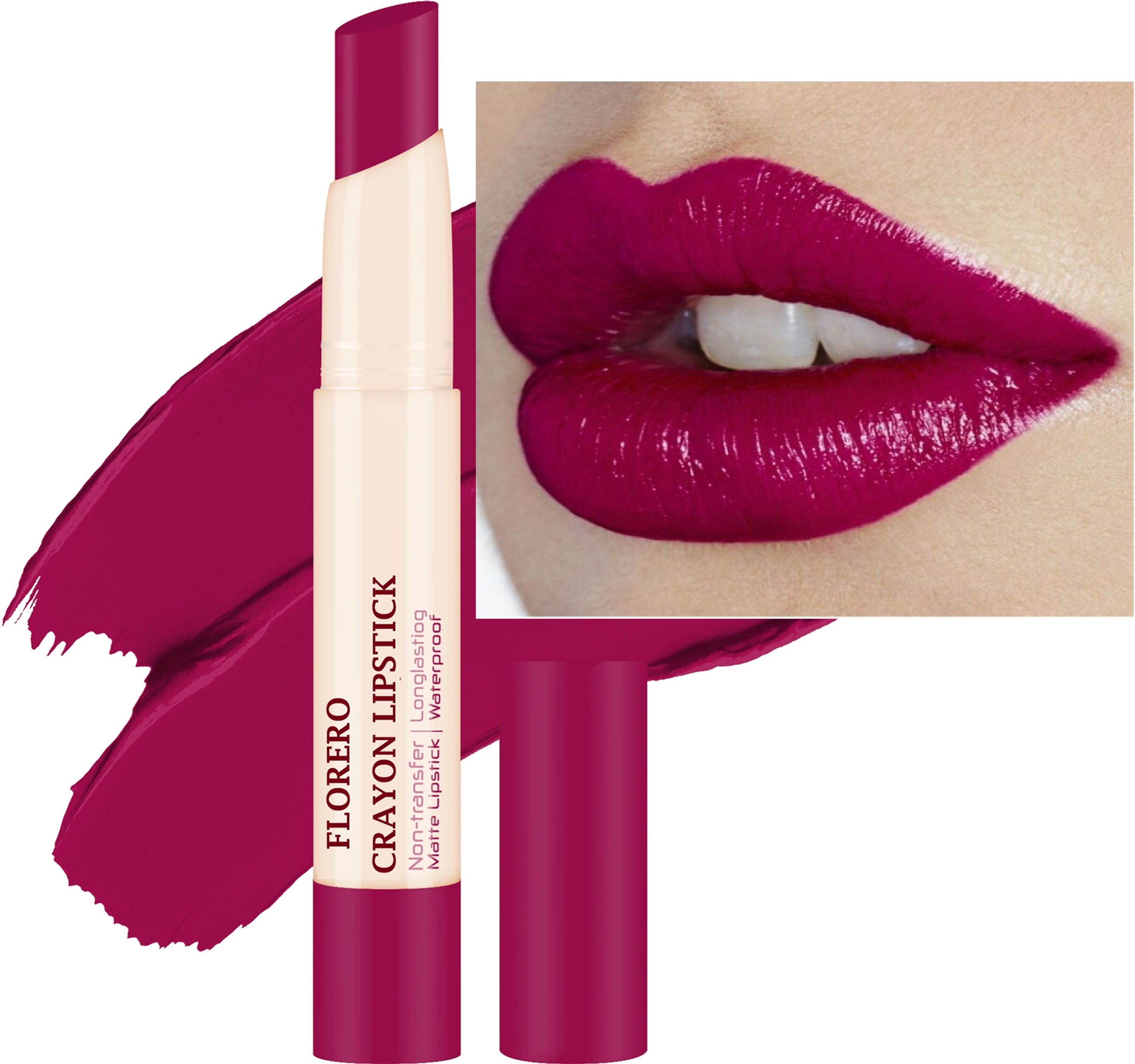 Smudge Proof Magenta Pink Matte Lipstick Long Lasting-image-41