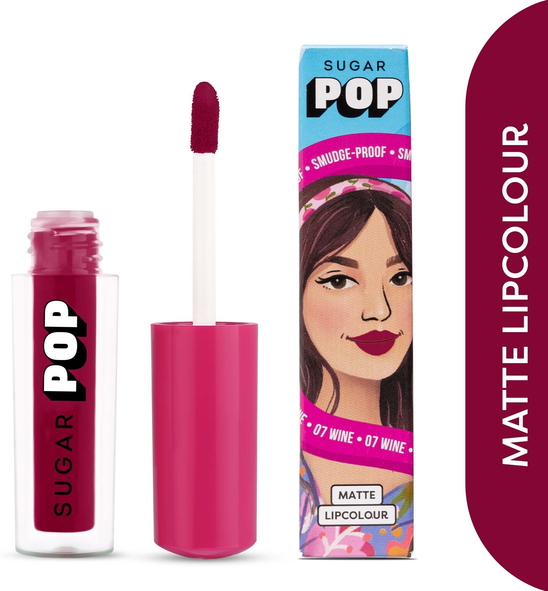 sugar pop Matte Lipcolour 07 Wine - Super Matte | Lasts 8+ hours | Non-Drying-picture-21
