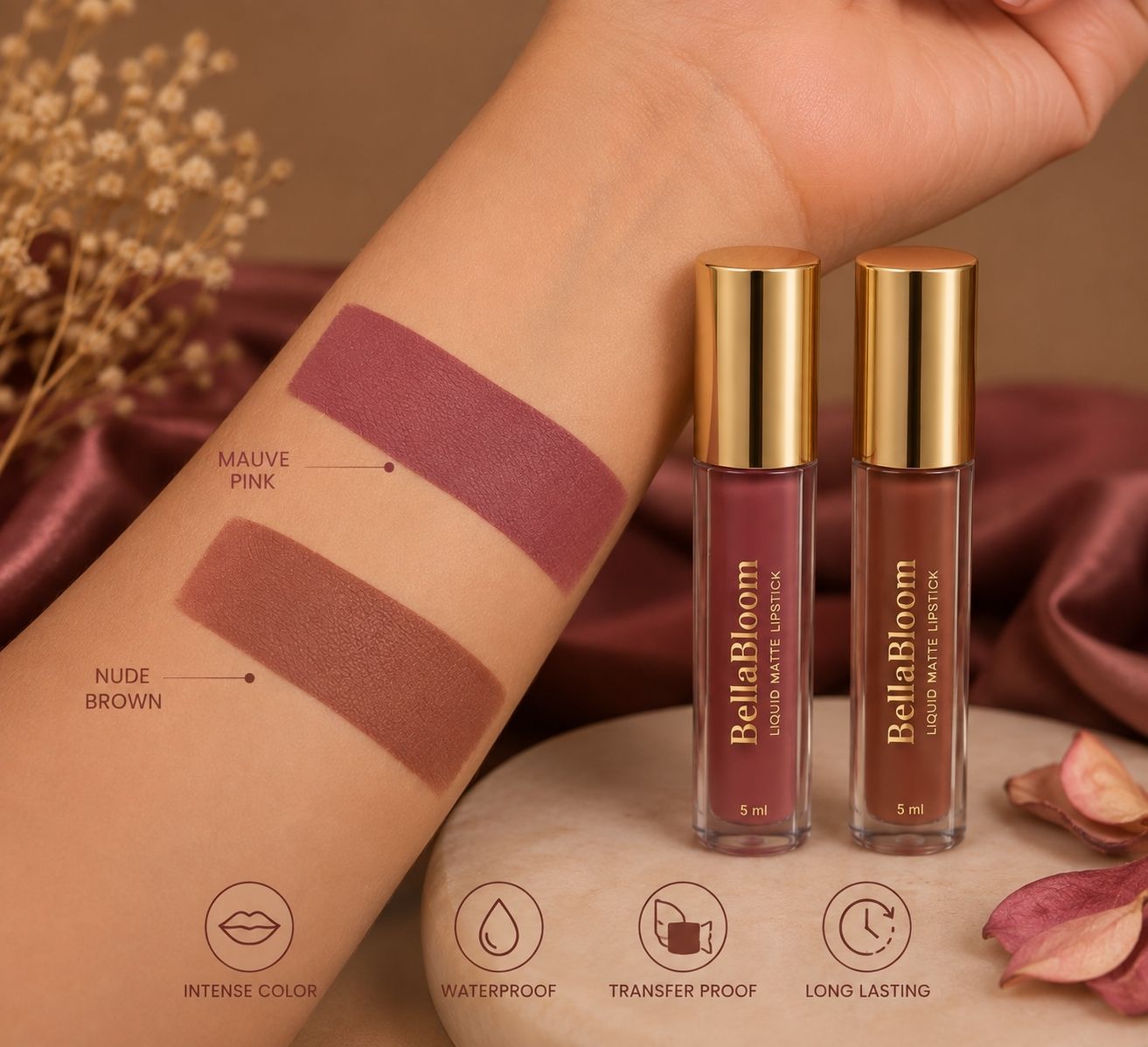 bella bloom Waterproof liquid lipstick combo long lasting matte finish-picture-0