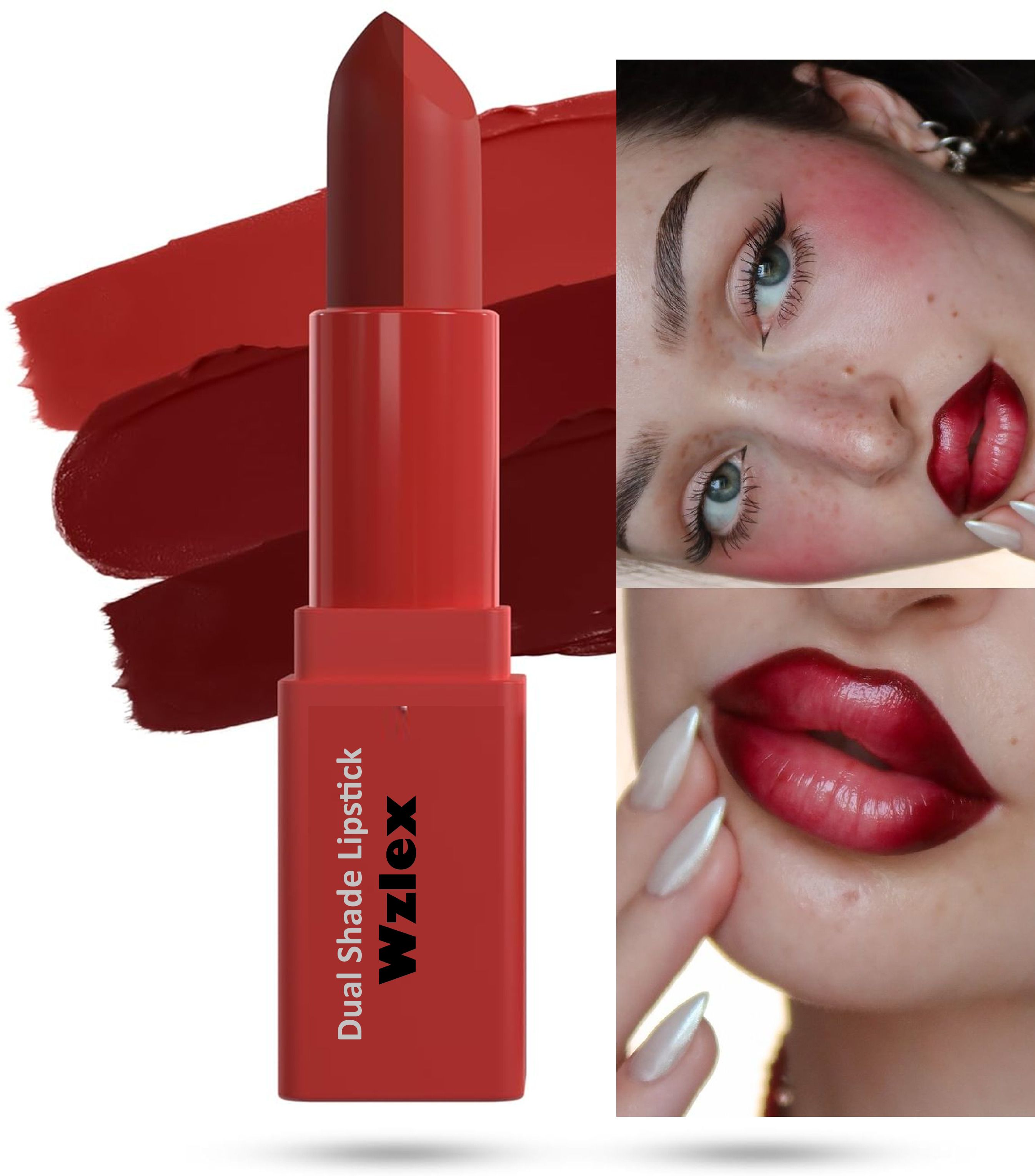 Red Maroon Dual Shade Lipstick for Glamorous Makeup-image-14