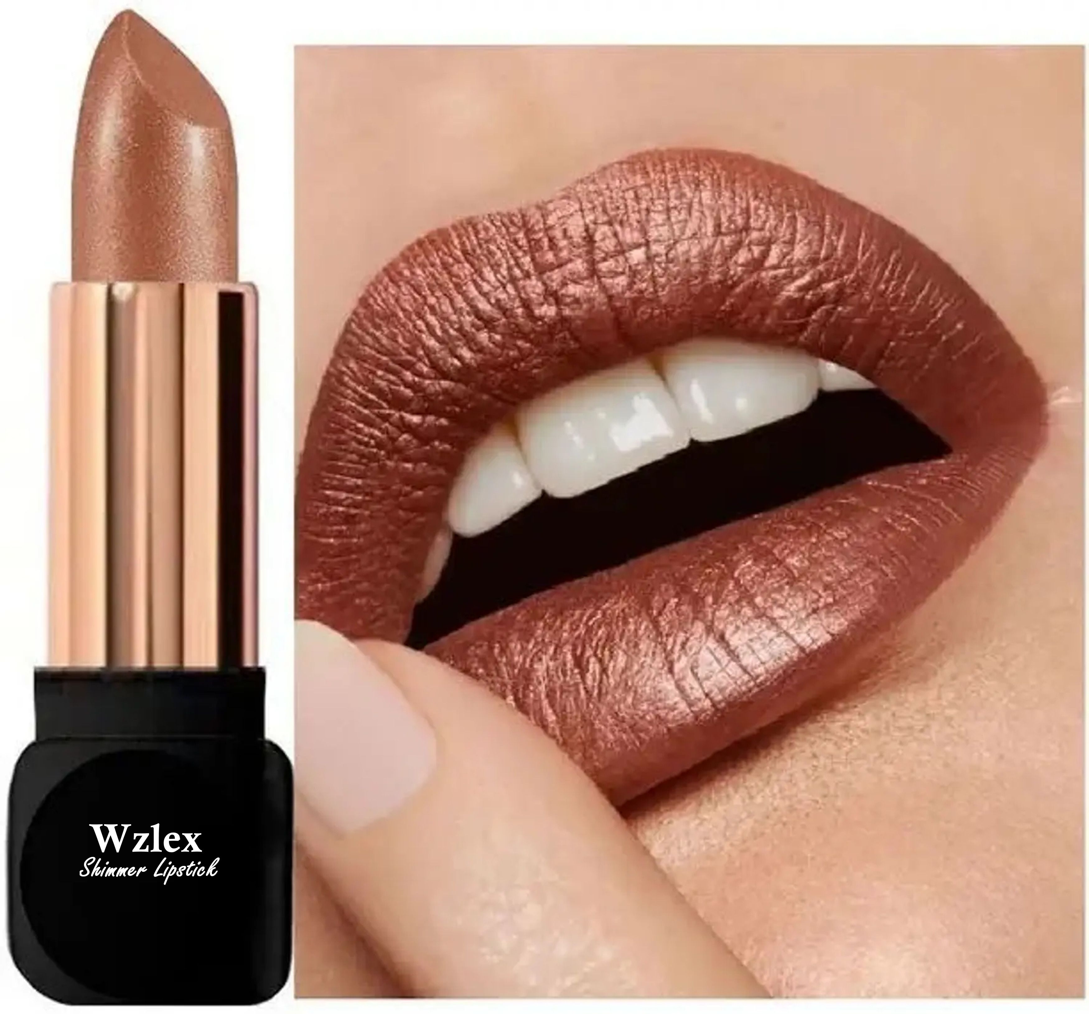 Deep Brown Metallic Shimmer Lipstick for Women-image-0