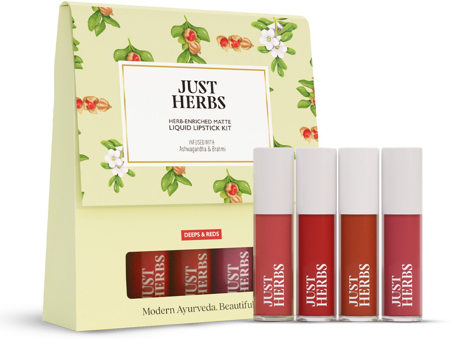 just herbs Herb Enriched Matte Liquid Lipstick Set of 4 | Ayurvedic Red Bold Shades-picture-7