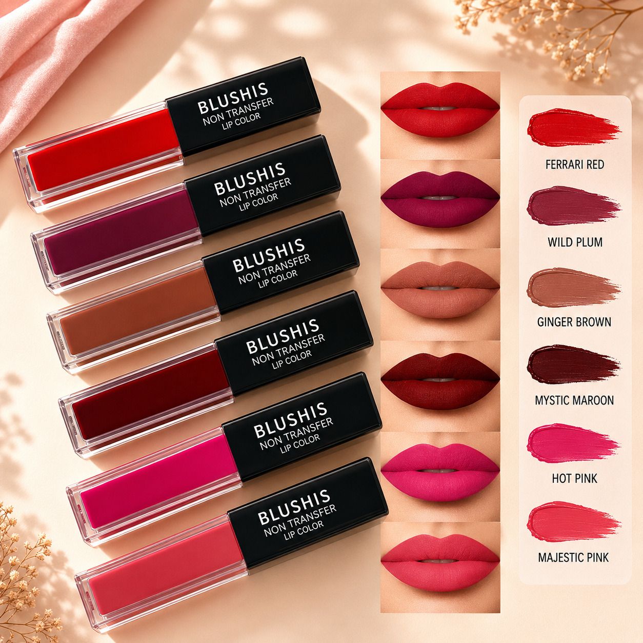 blushis Matte Liquid Lip Color Combo | Pack of 6 | Smudge Proof | Highly Pigmented-picture-27