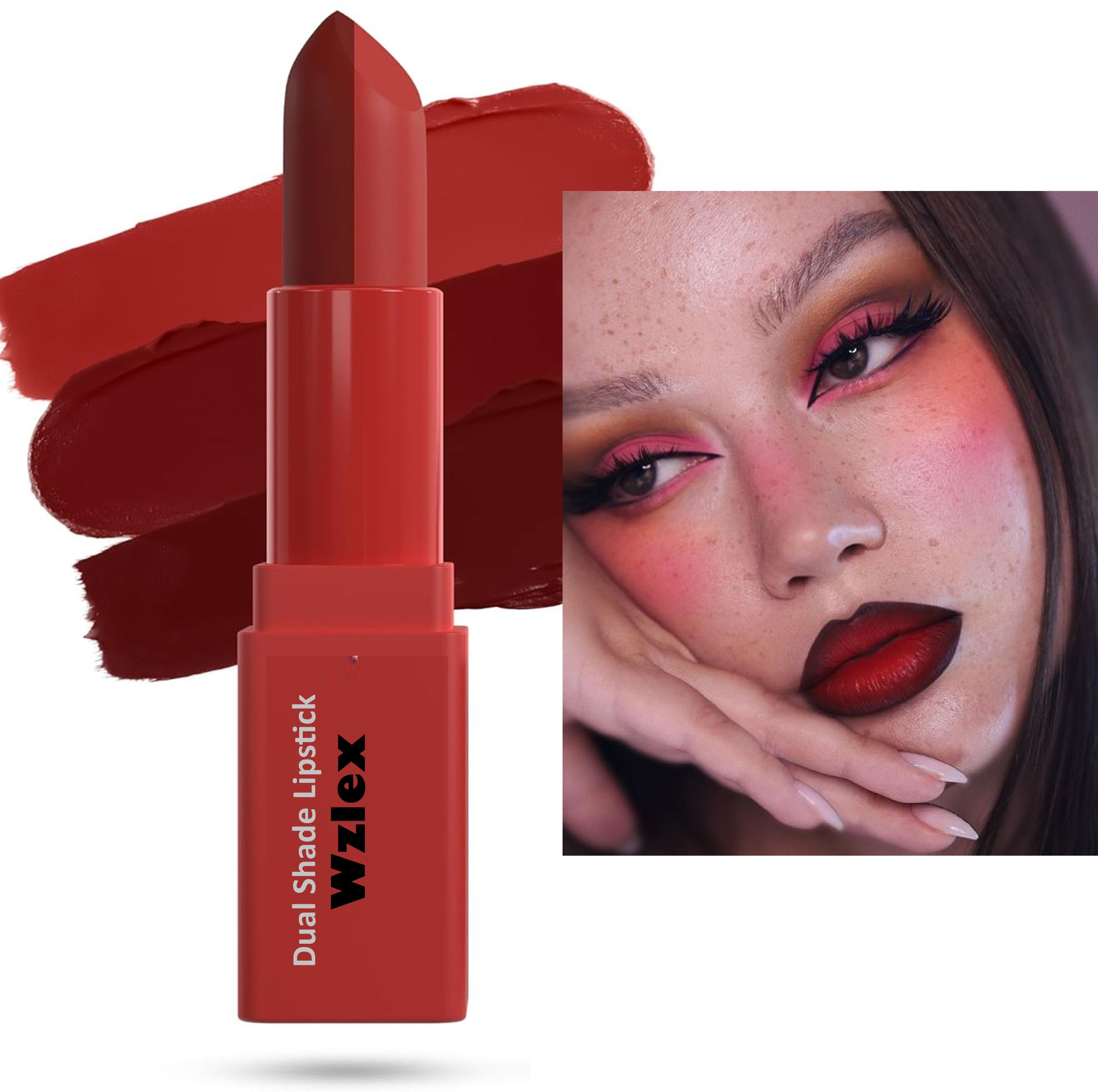 Deep Red Maroon Dual Shade Lipstick for Women-image-2