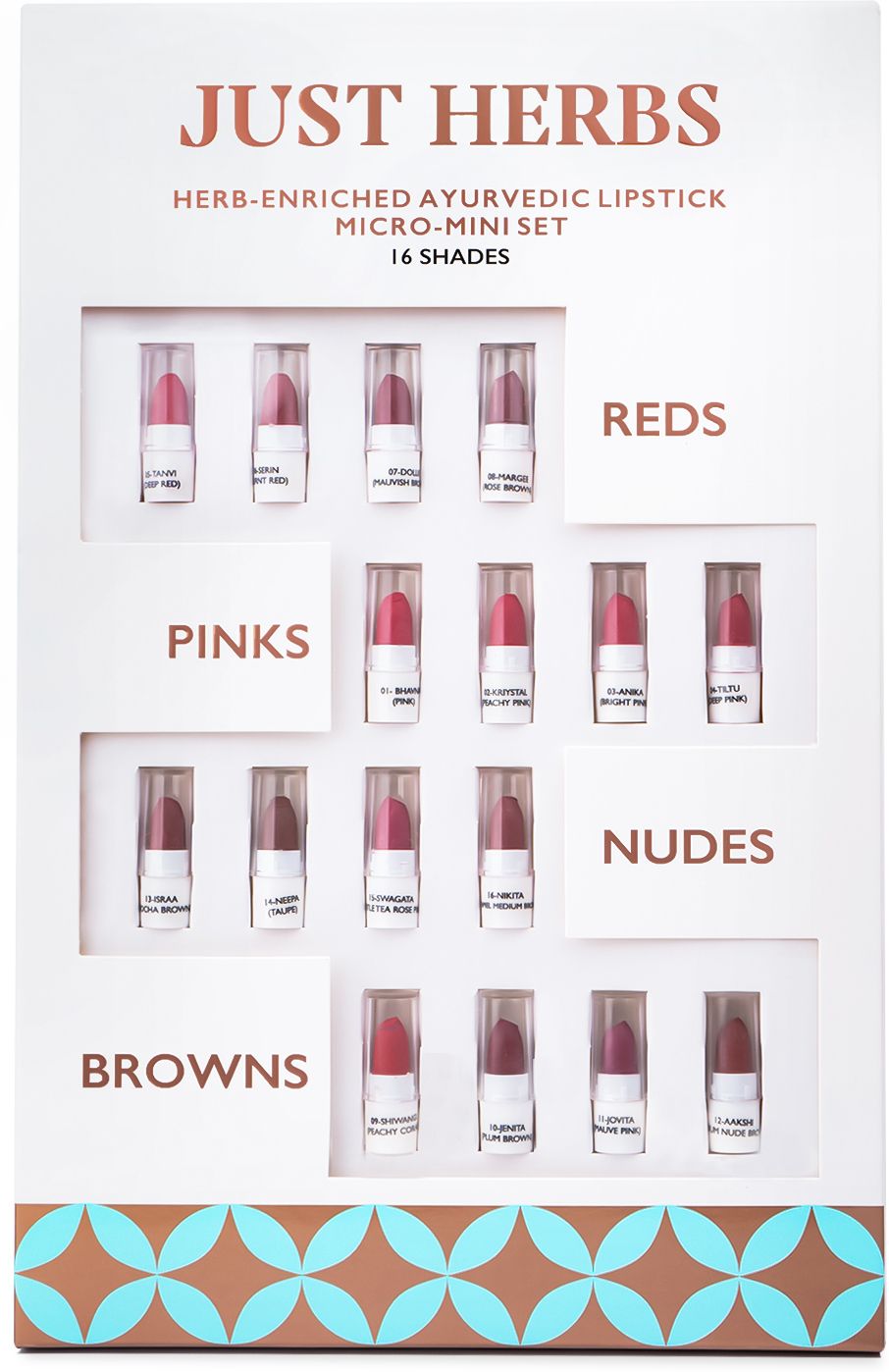 Herb-Enriched Ayurvedic Intense Colour Micro Mini Lipstick Set - 16 Shades-image-32