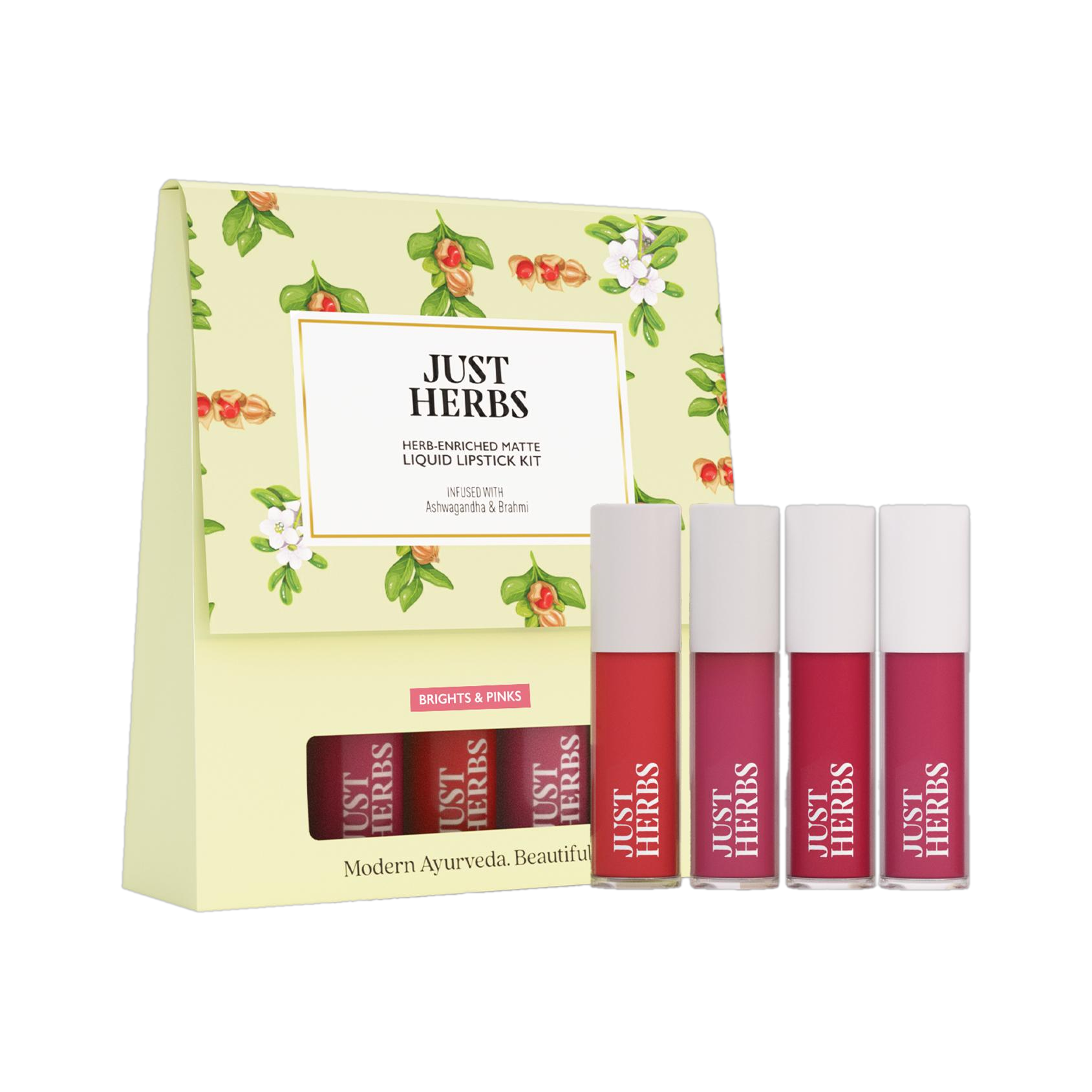just herbs Herb Enriched Matte Liquid Lipstick Set of 4 | Ayurvedic Pink Bright Shades-picture-8