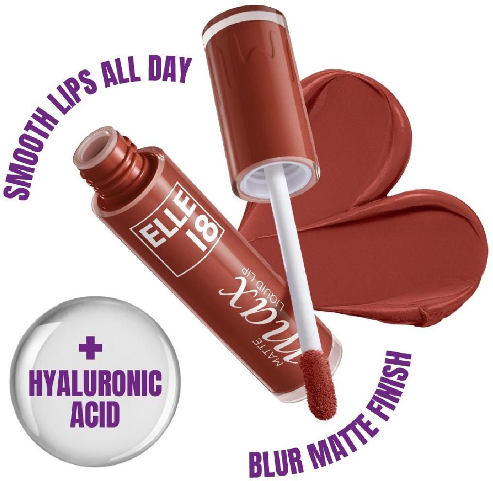 elle 18 Matte Max Liquid Lip - Brown Butter, for Smooth Lips All Day, Transferproof-picture-14
