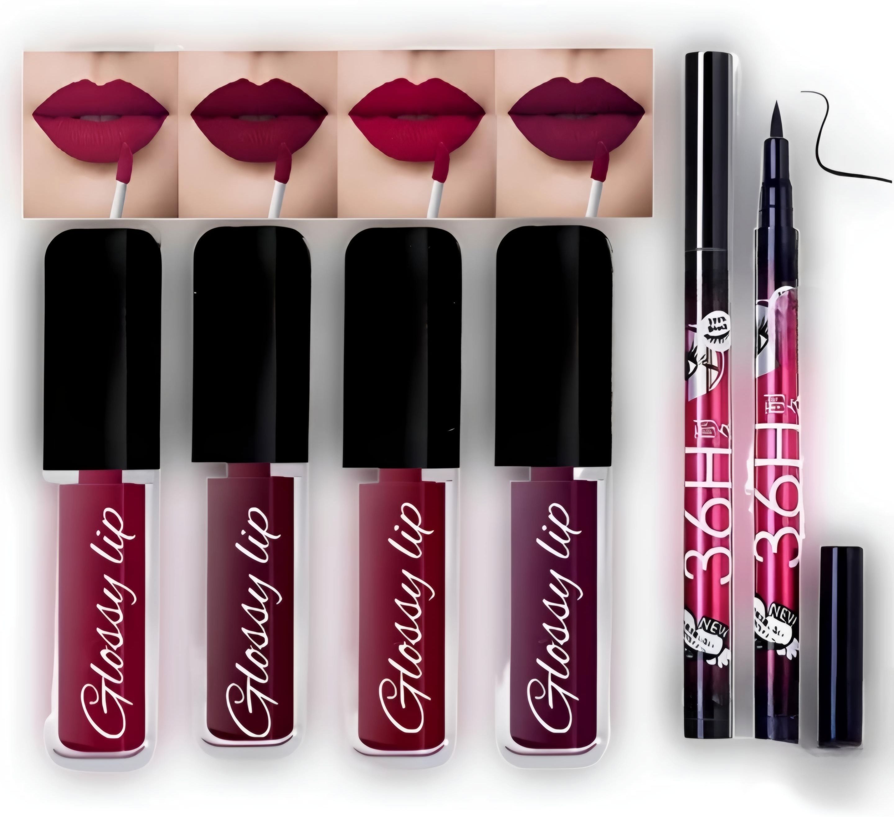 4in1 Matte Liquid Lipstick Waterproof and Smudge proof Red,Mharoon, Pink, Brown