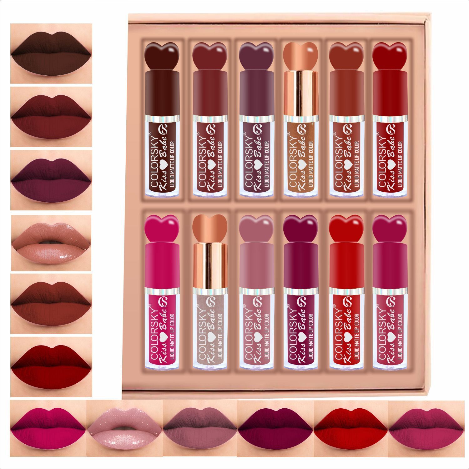 Kiss Babe Liquid Matte Lipstick Set of 12 | Long Lasting Wear & Smudgeproof-image-1