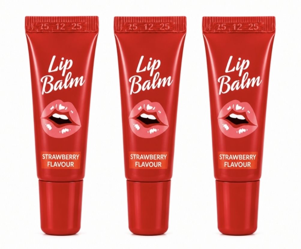 Strawberry Flavour Moisturizing Lip Balm Tube,Glossy Finish|Daily Lip Care,3 pcs-image-30