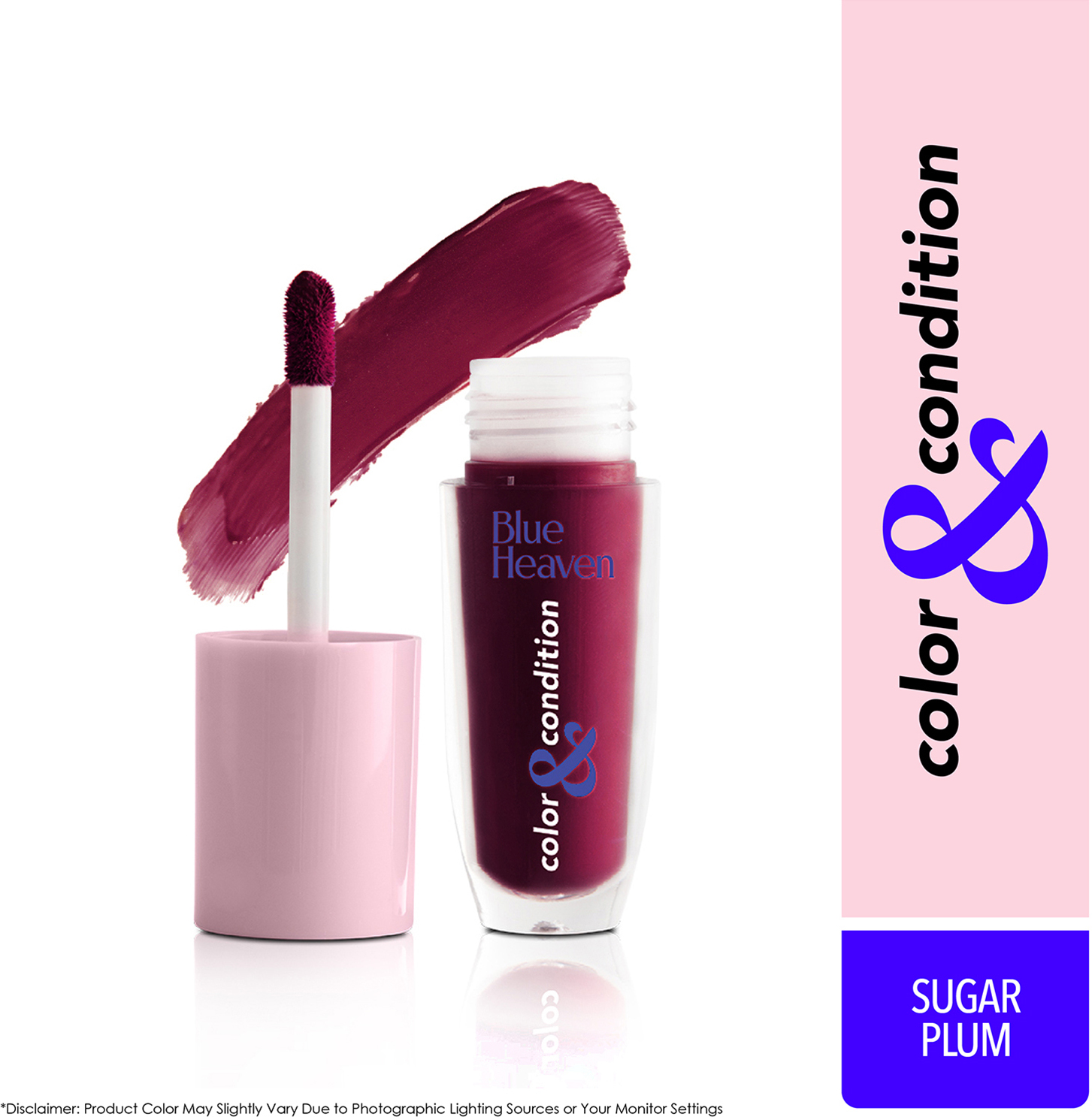 Blue Heaven Color & Condition tinted lip oil for women, Sugar Plum