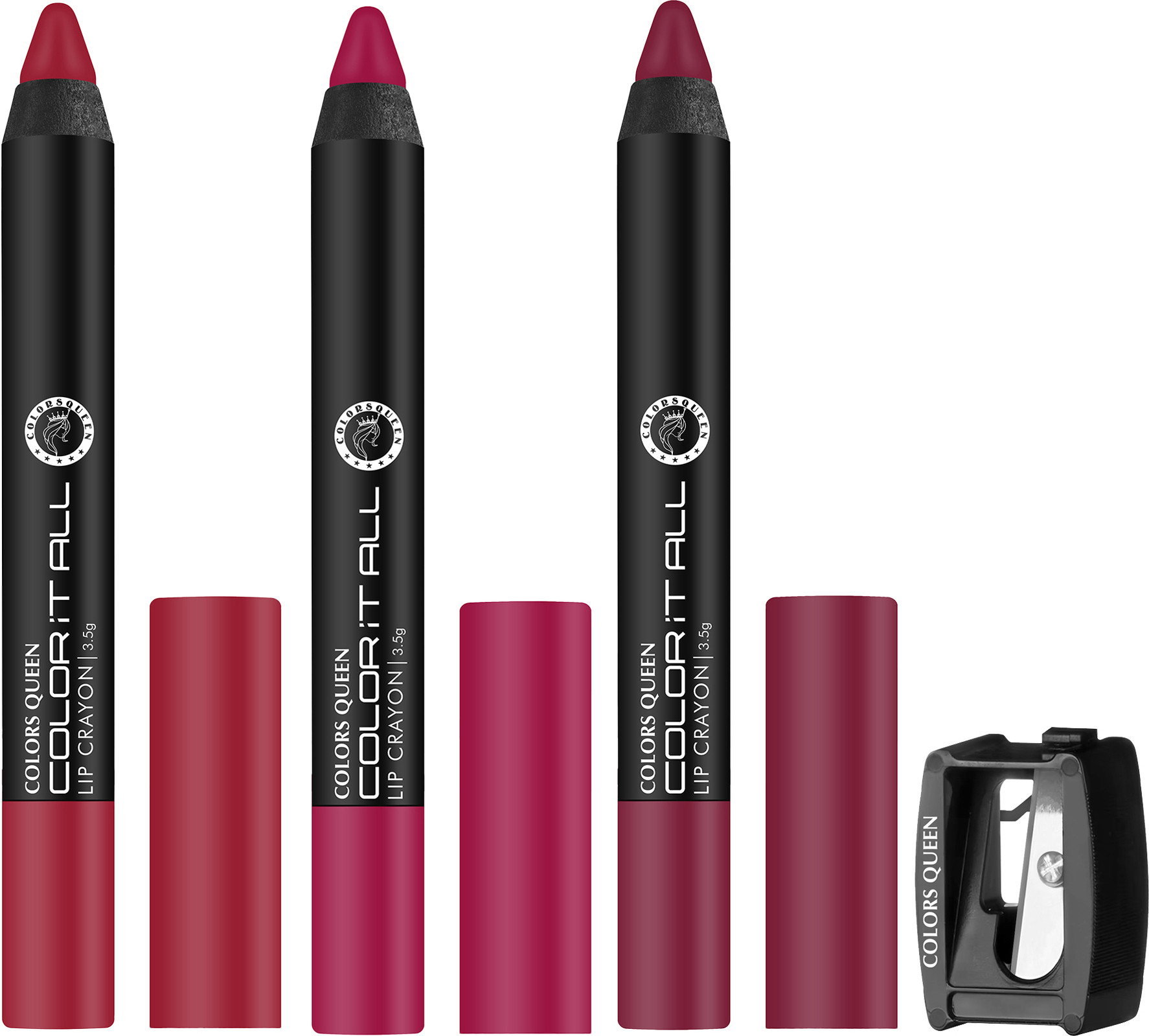 colors queen Color It All Long Lasting Lip Crayon Matte Lipstick Combo 3 with Sharpener image 1