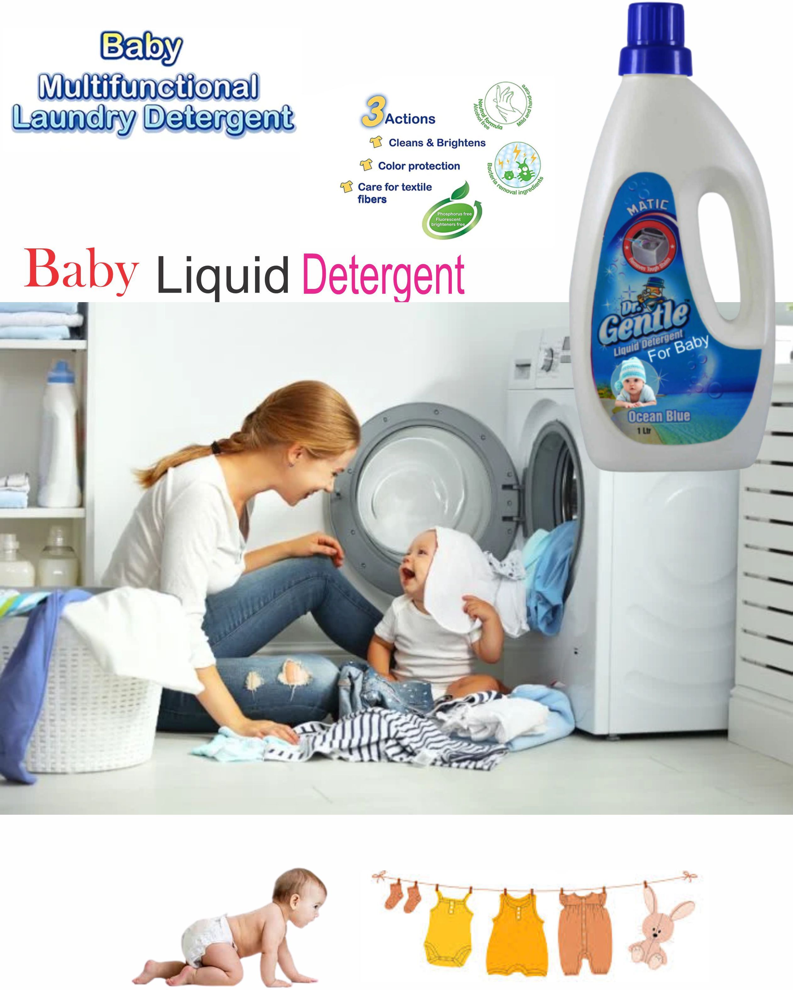 doctorgentle Baby laundry liquid detergent 1 liter, washing liquid for Baby Clothes Lime Liquid Detergent-picture-14