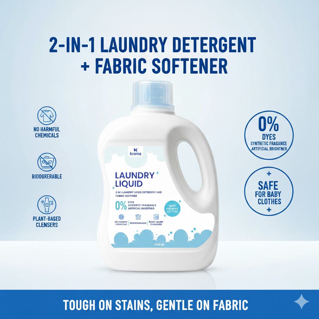 Plant Based Laundry Liquid Detergent + Fabric Softener Baby Clothes Safe Aqua Liquid Detergent-image-1