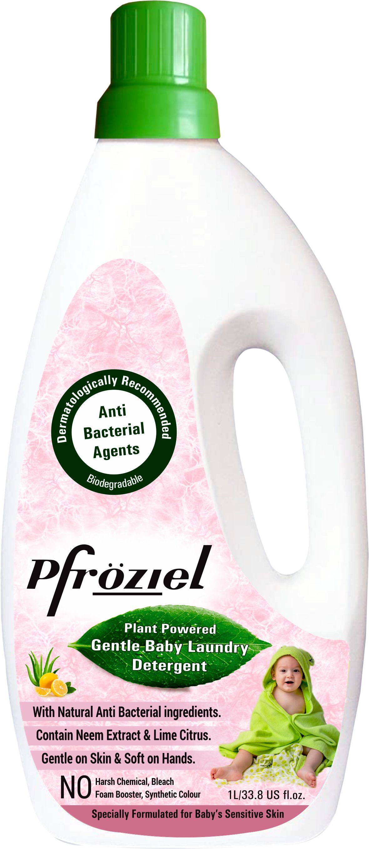 pfroziel Baby laundry liquid detergent (1L) Plant based surfactants With 5 bio enzymes . Rose Liquid Detergent-picture-28
