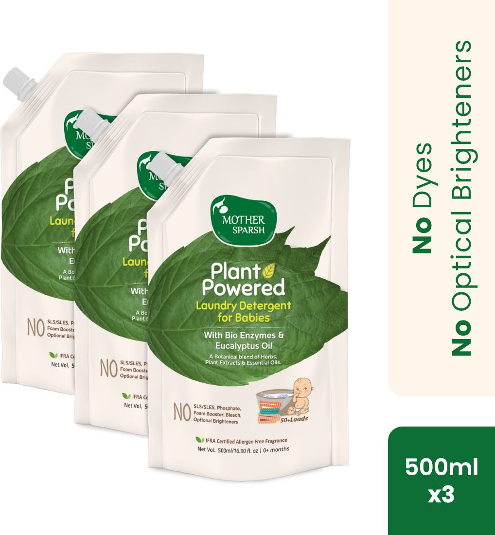 Baby Laundry Detergent with Bio-Enzymes and Eucalyptus Oil,Refill Pack(500mlX3) Multi-Fragrance Liquid Detergent