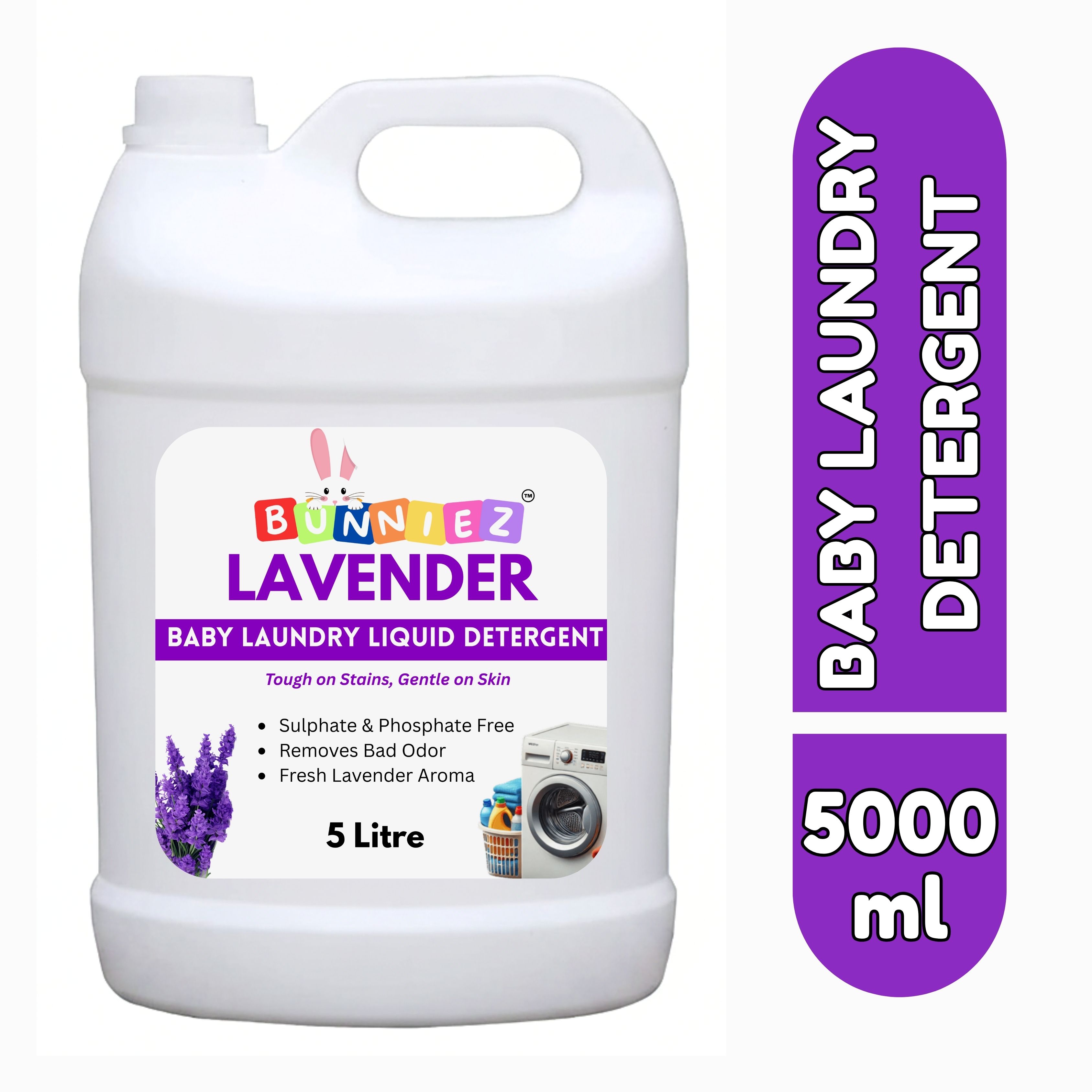 bunniez Baby Laundry detergent Safe & Gentle Clothes, Removes Germs No Harmful Chemicals Lavender Liquid Detergent-picture-22