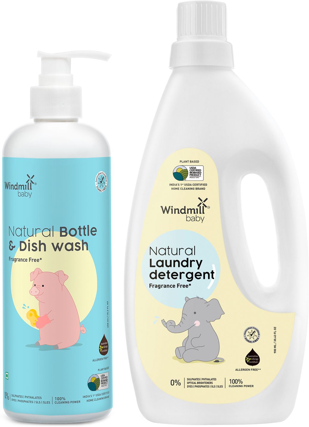 windmill baby Combo Baby Bottle Liquid Cleaner 450ml + Fragrance Free Laundry Detergent 900ml Liquid Detergent-picture-16