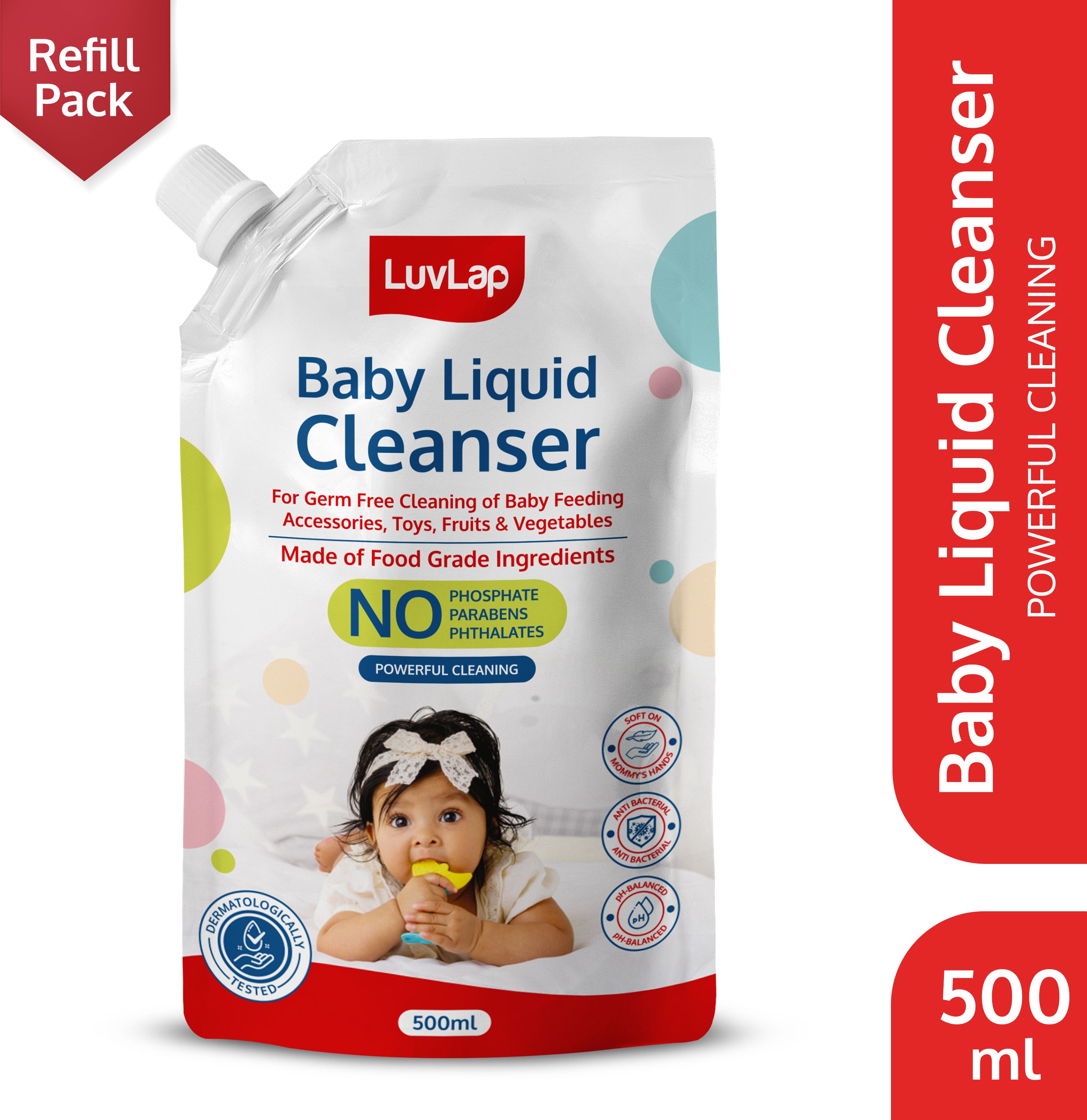Baby Liquid Cleanser Refill pack- 500ml, For cleaning feeding bottle, cutlery