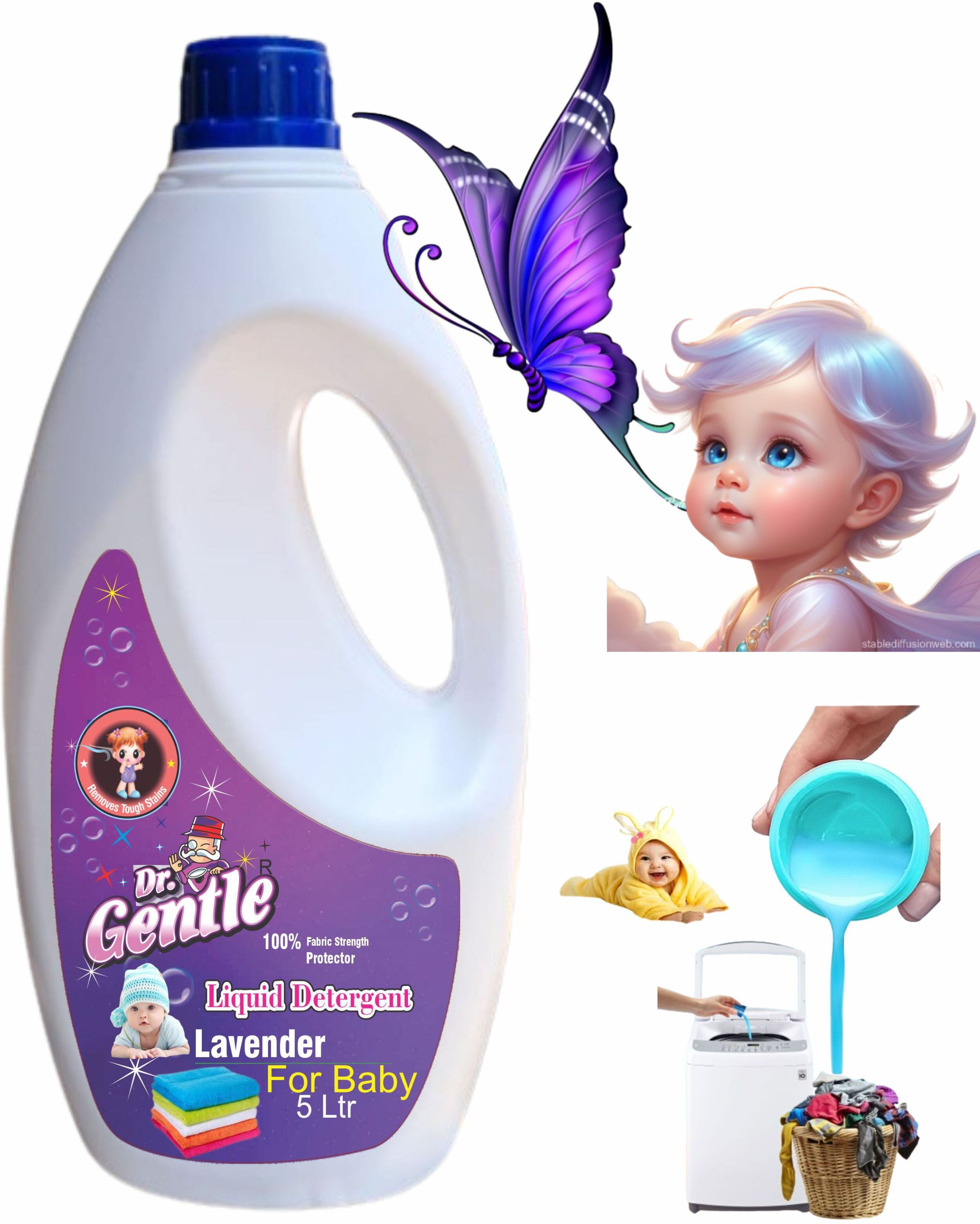 doctorgentle 5 Ltr Lavender Baby Cloths Liquid Detergent Lavender Liquid Detergent-picture-11