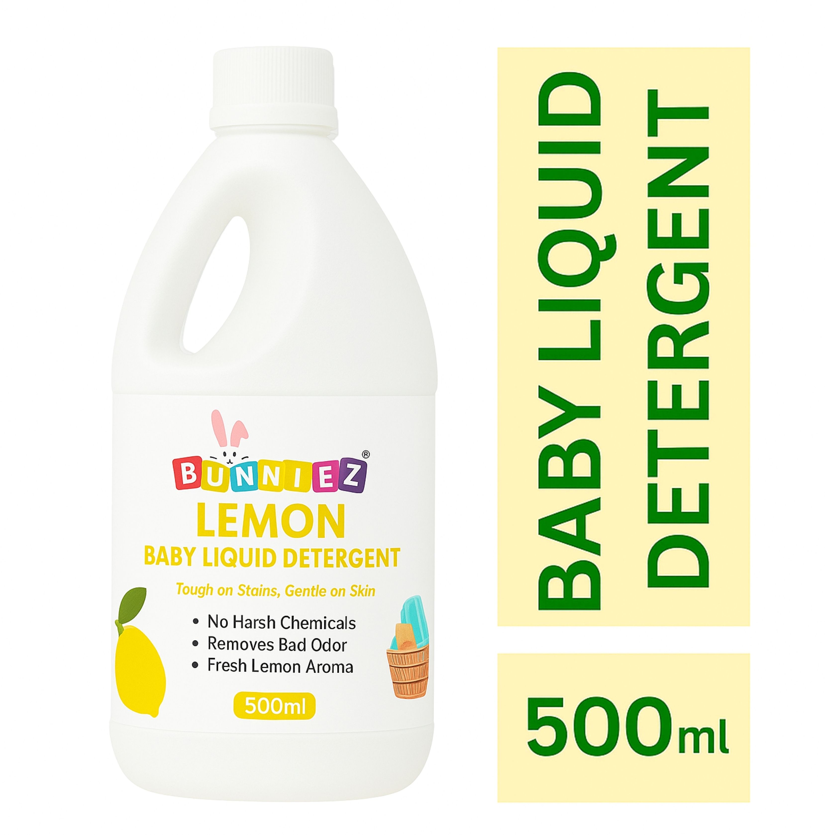 bunniez Baby Laundry Liquid Safe & Gentle on Clothes, Removes Germs No Harmful Chemicals Lime Liquid Detergent-picture-37