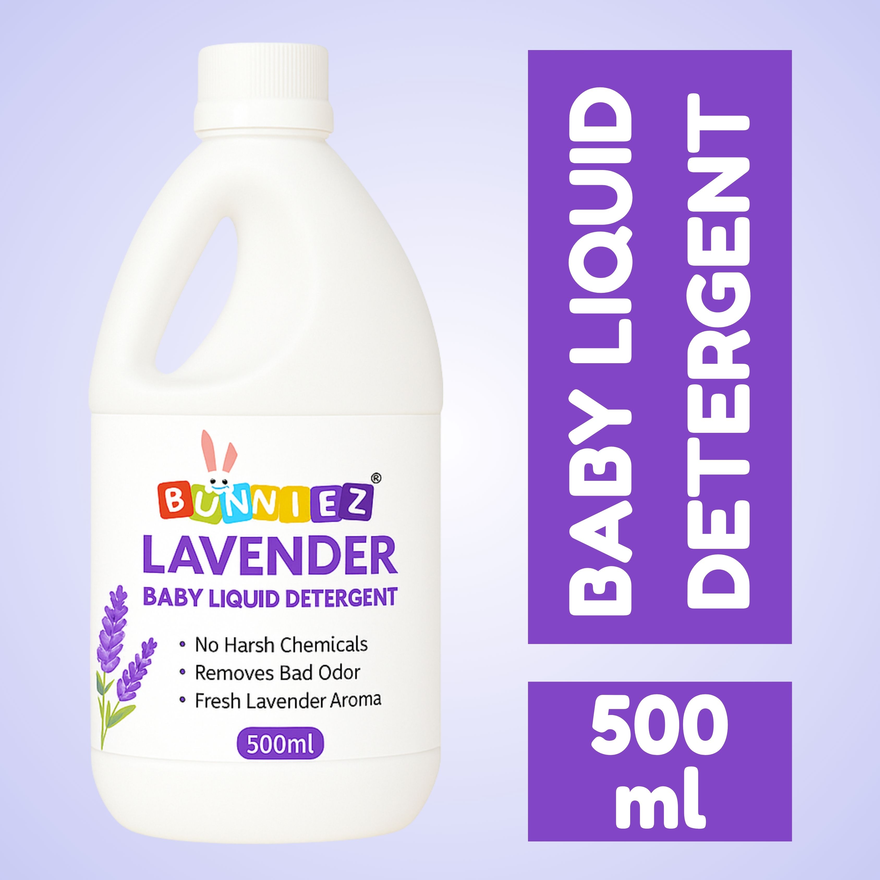 bunniez Laundry Liquid Safe & Gentle on Clothes, Removes Germs No Harmful Chemicals Lavender Liquid Detergent-picture-33