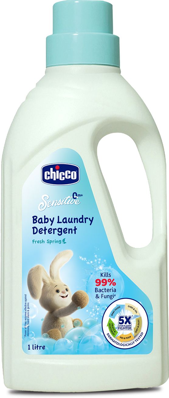 Baby Laundry Detergent, Fresh Spring, 5X Stain & Germ Fighter, Kills 99% of Germs, Gentle on Clothes & Skin (1 L) Fresh Liquid Detergent