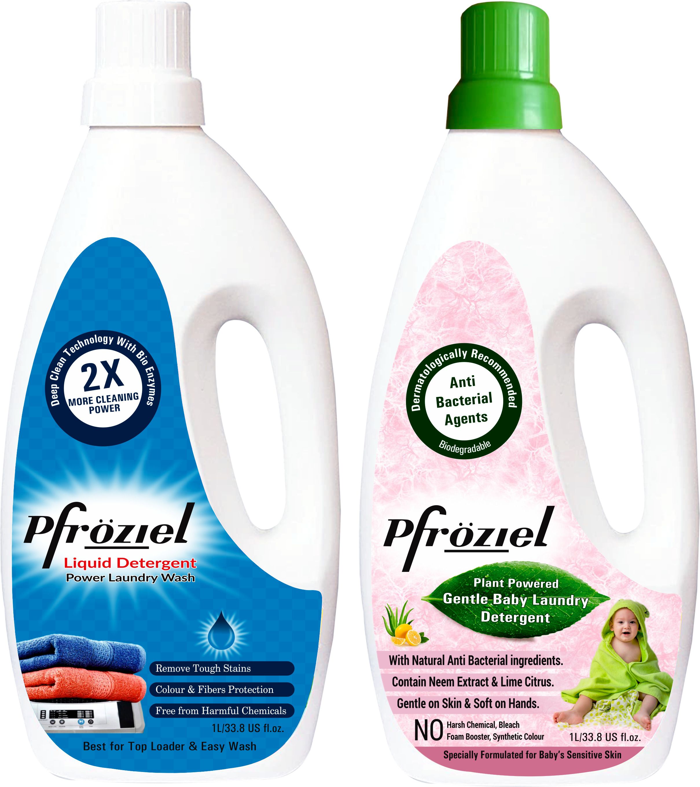 pfroziel Baby laundry liquid detergent & Liquid detergent combo (1ltr pack of two) Floral Liquid Detergent-picture-10