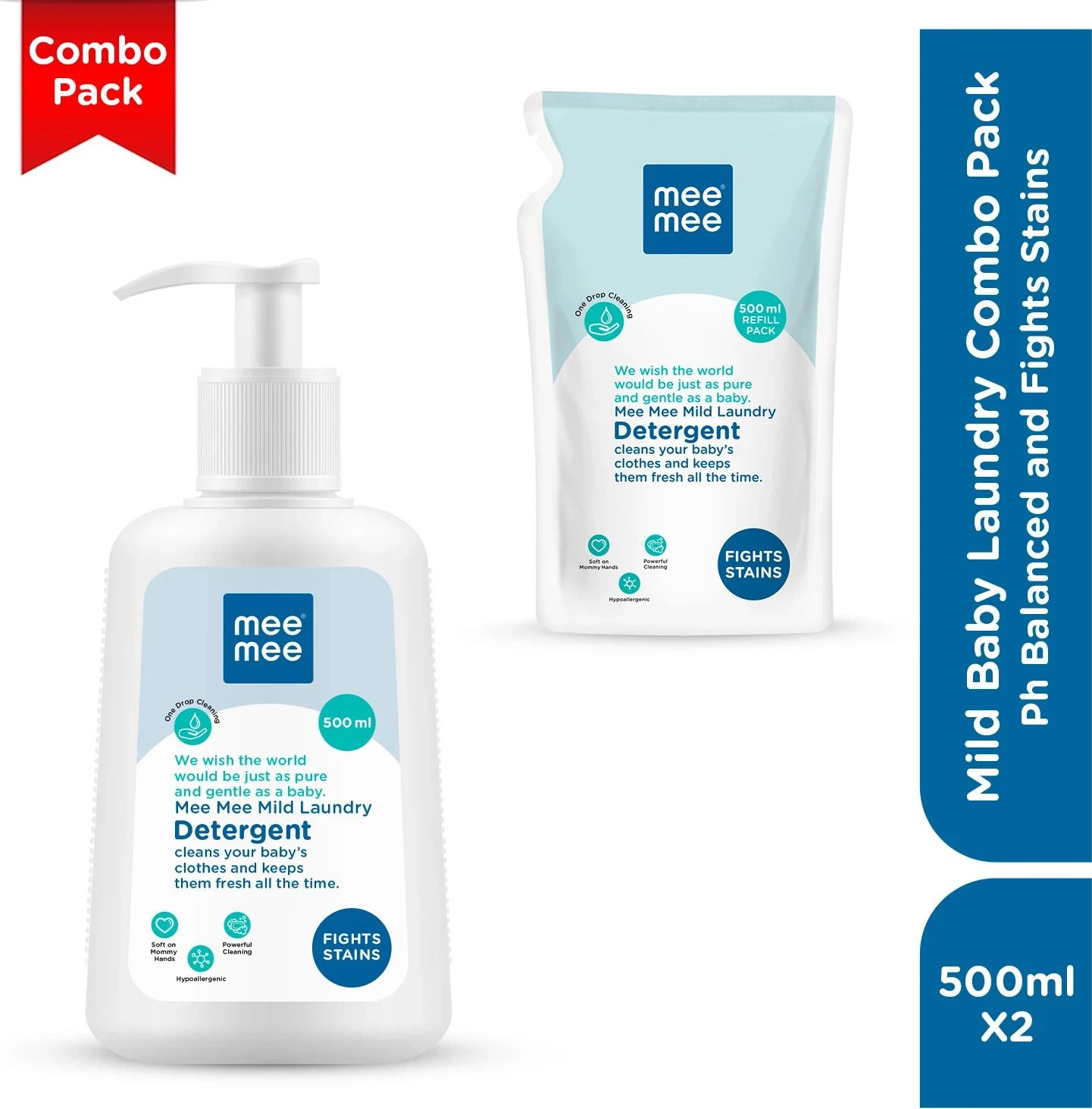 meemee Mild Baby Laundry Combo Pack Ph Balanced and Fights Stains Liquid Detergent-picture-36