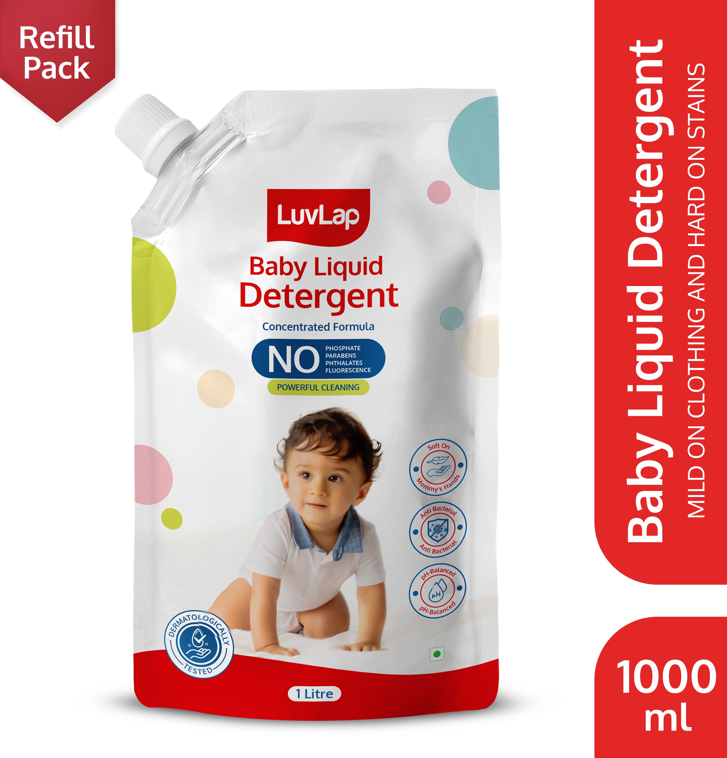 luvlap Baby Laundry Detergent Refill pack- 1000ml, pH Balanced Dermatologically tested Liquid Detergent-picture-23