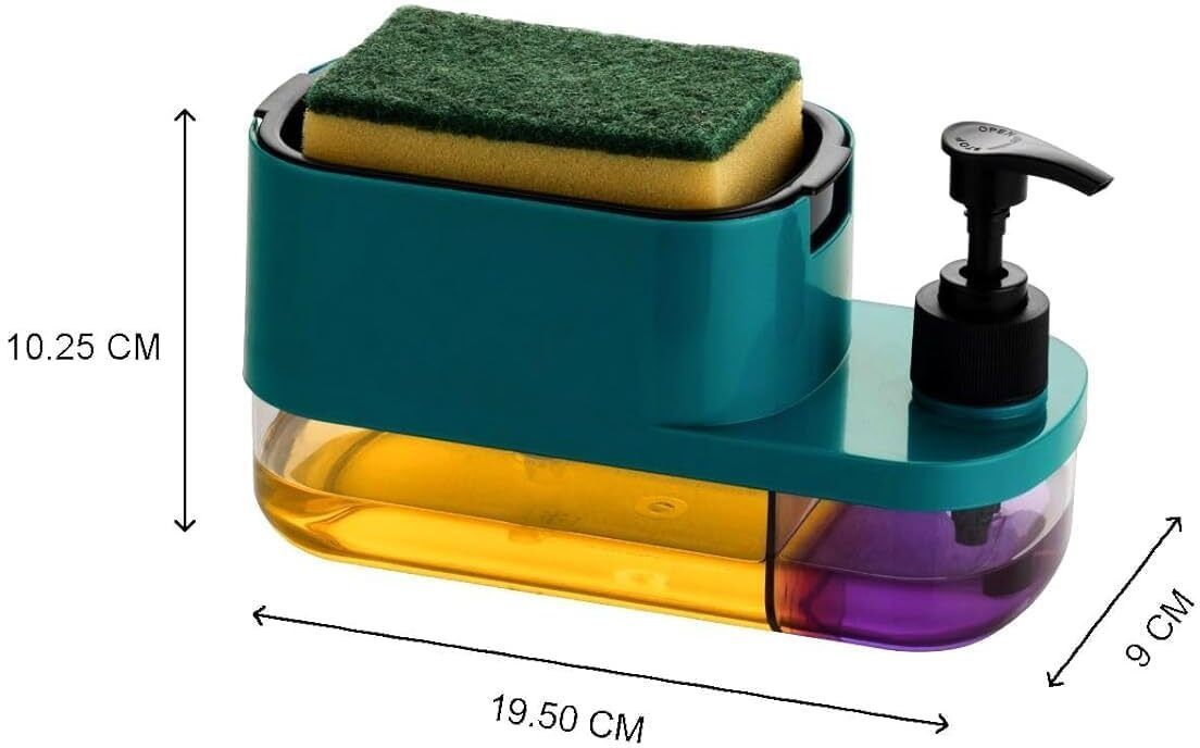 3 in 1 Kitchen Sink Soap Dispenser Sponge Holder Liquid Dish/Handwash Dispenser Sink Plug