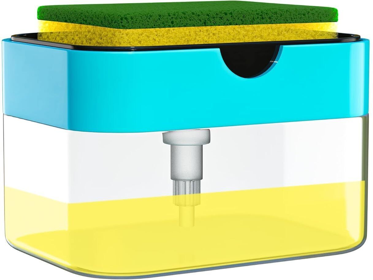 fimtown 2 in 1 Soap Dispenser for Bathroom Dishwasher Liquid Dispenser Pump 400 ML Microfibre Wet and Dry Brush-picture-25