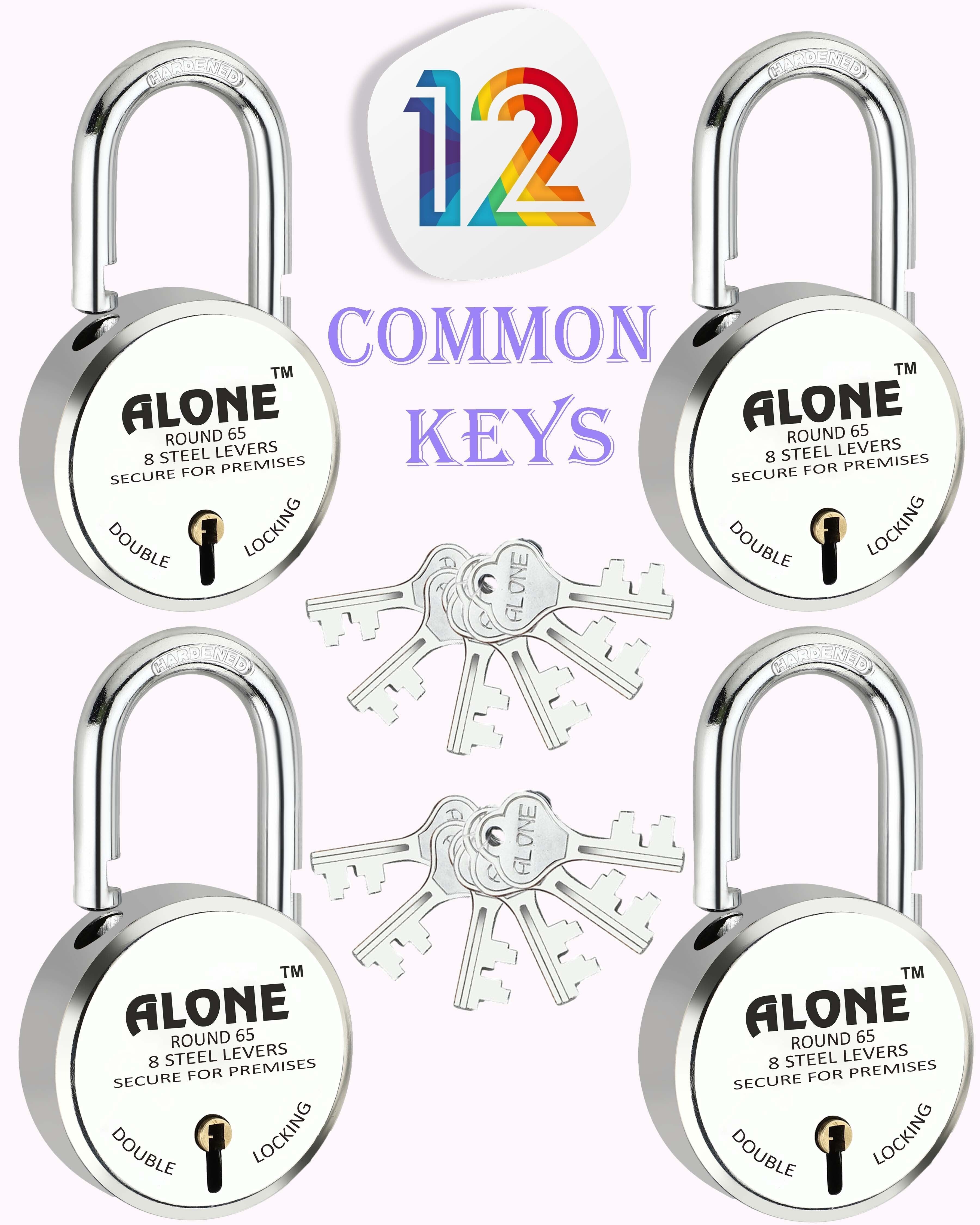 alone Special Round 65mm Lock for Home,Shop & Shutter, 12Same Keys 4 Lock (pack 4) Padlock-picture-24