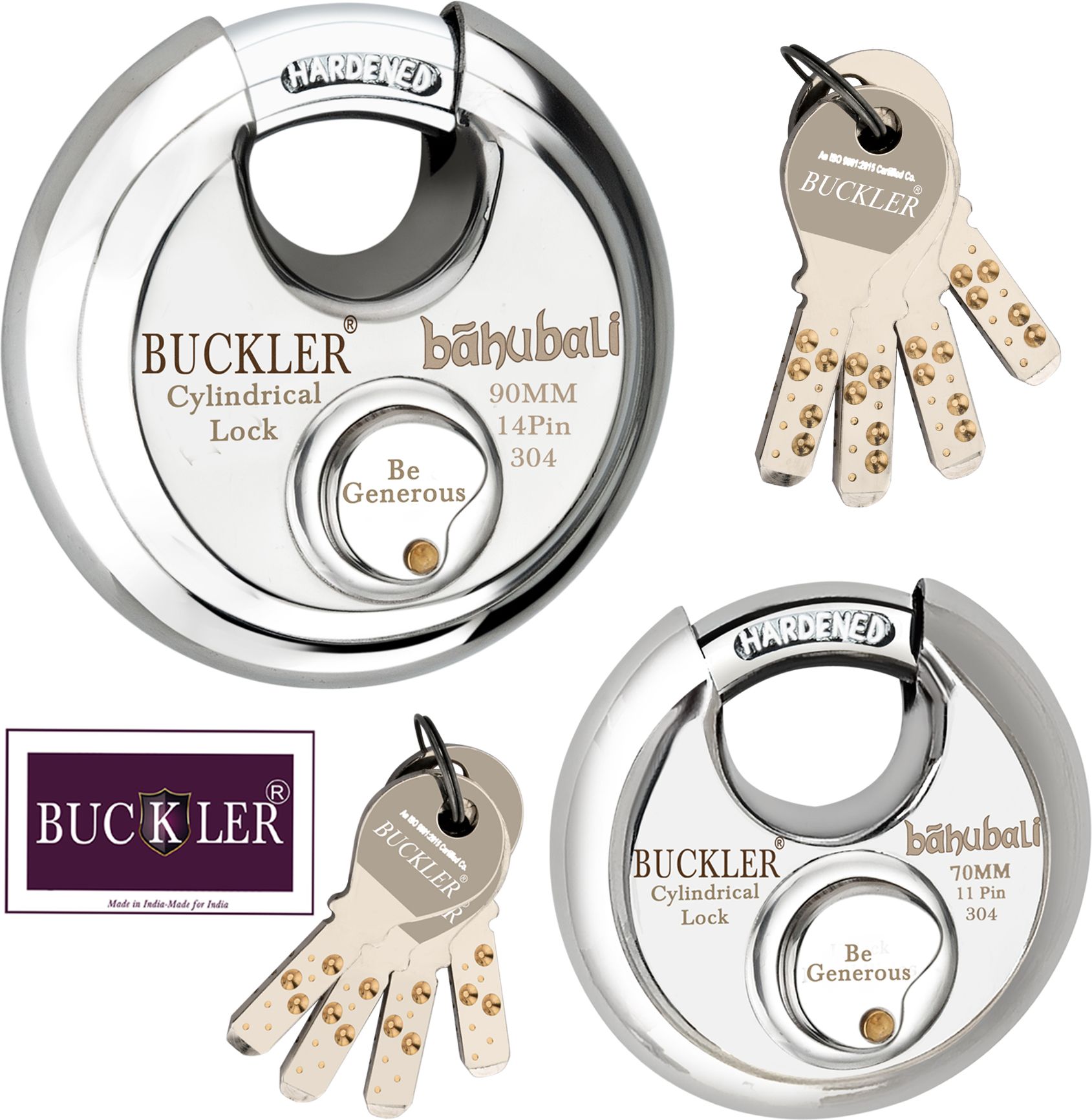 buckler Stainless Steel Shutter lock,Main Gate,Office, Godown,90MM-70-14 Pin with 4 Keys Lock-picture-21