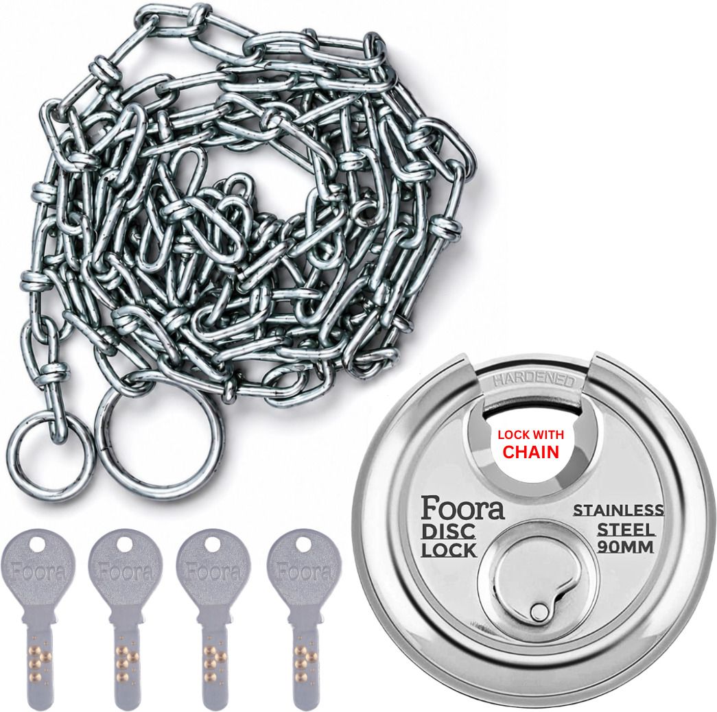 foora Chain with Lock | Disc Lock 90mm |Comes with 3FT Chain Chain Lock-picture-30