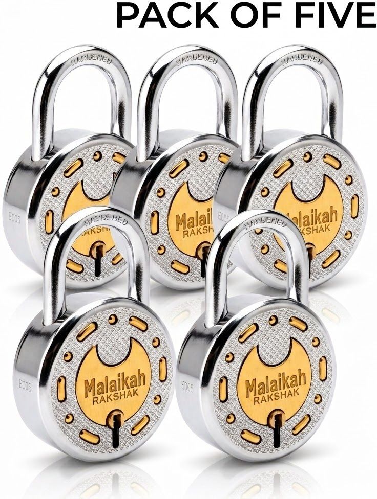 malaikah 65 mm Industrial Grade Round Lock 8 Lever Safety Shield (Pack of 5) Padlock-picture-46