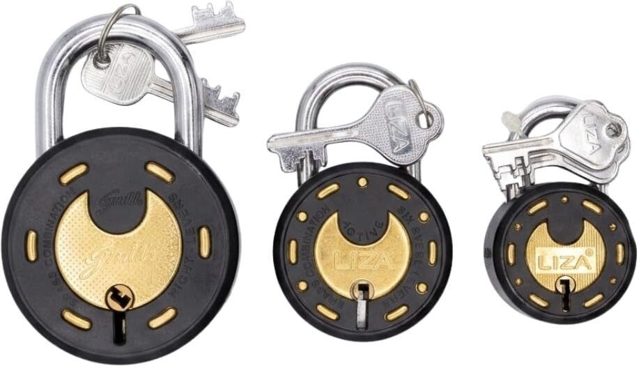 smartbucket Premium Brass Finish Padlock Set of 3 Lock-picture-39