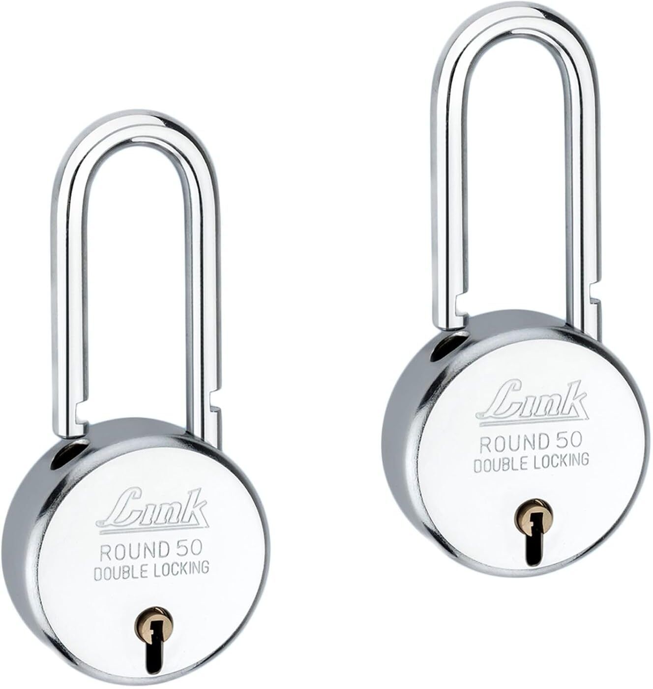 50mmLSNew Round |Iron Lever|Double Lock|50K Key Combinations(Pack of 2) Padlock