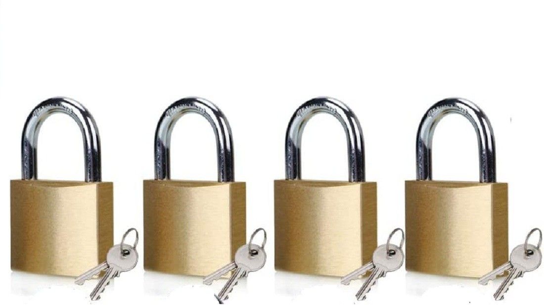 puthak 25mm Mini Brass Square Padlock 2 Keys Included Per Lock- 4 Combo Packs Padlock-picture-33
