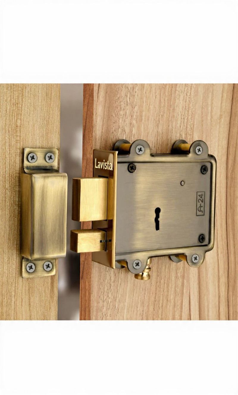 Latch Door Lock Heavy Main Door Lock Set | Antique Finish | Double Side Key Lock-image-1