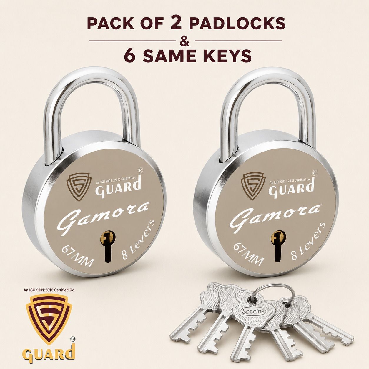 s-guard Lock & Door Locks-67MM-8 Levers, Double Locking, Gamora-6 Same Keys-2 Padlock-picture-21