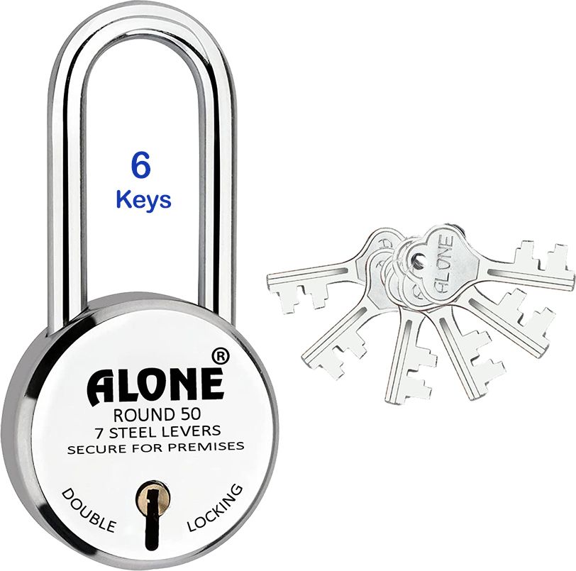 alone Round 50mm Long Neck 6 Keys Padlocks for home door gate shutter shop Padlock-picture-13