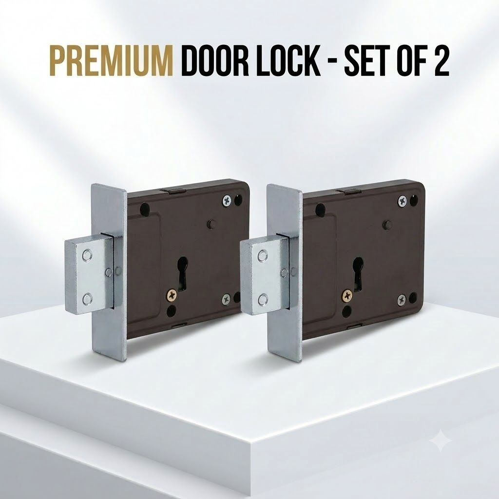 malaikah 4 Inch Double Turn Security Door Lock 2 Long Keys & 1 Cram (Pack of 2) Lock-picture-17