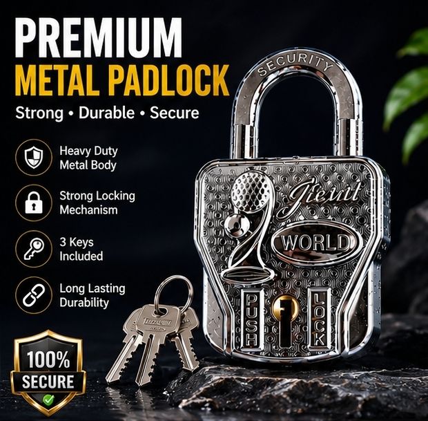 asrvg Heavy Duty Steel Padlock with 3 Keys | Padlock-picture-18