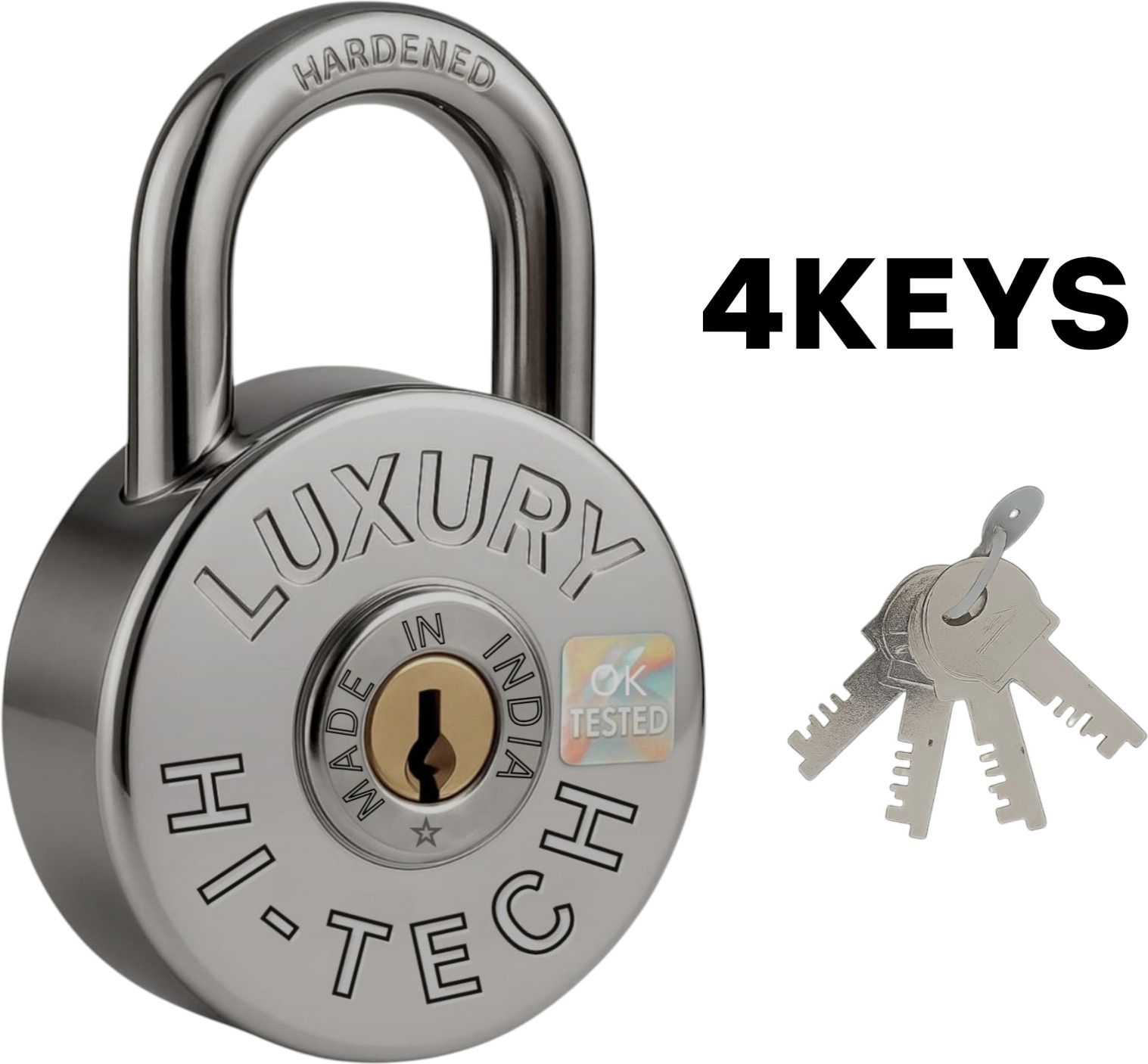 alone Luxury Hi-Tech 71 MM Big Size, Big Tumbler Padlock 4 Keys, Push Locking Padlock-picture-12