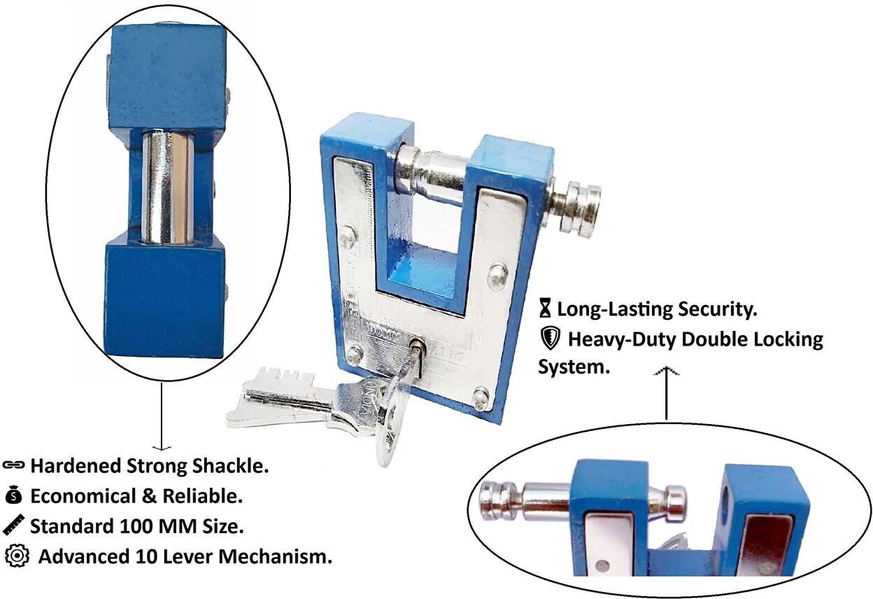 rizmeg Aligarh 100MM Bar Lock | Double Locking System | High Security padlock for Home Padlock-picture-10