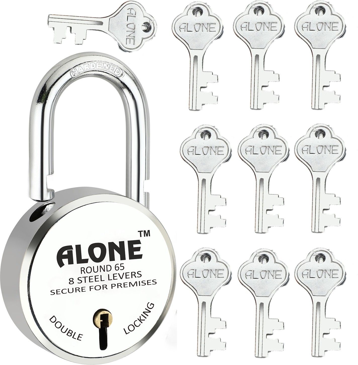 Alone Round 65mm Lock for Home Link Gate Shop Shutter, D/L 10 Keys (pack of 1) Padlock-image-37