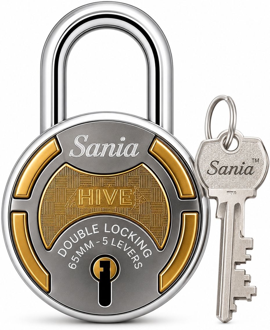 Hive Double Locking Padlock 65mm – 5 Lever Security Lock with Keys Padlock-image-43
