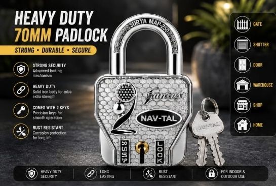 asrvg 70mm Heavy Duty Iron Padlock with 2 Keys Padlock-picture-15