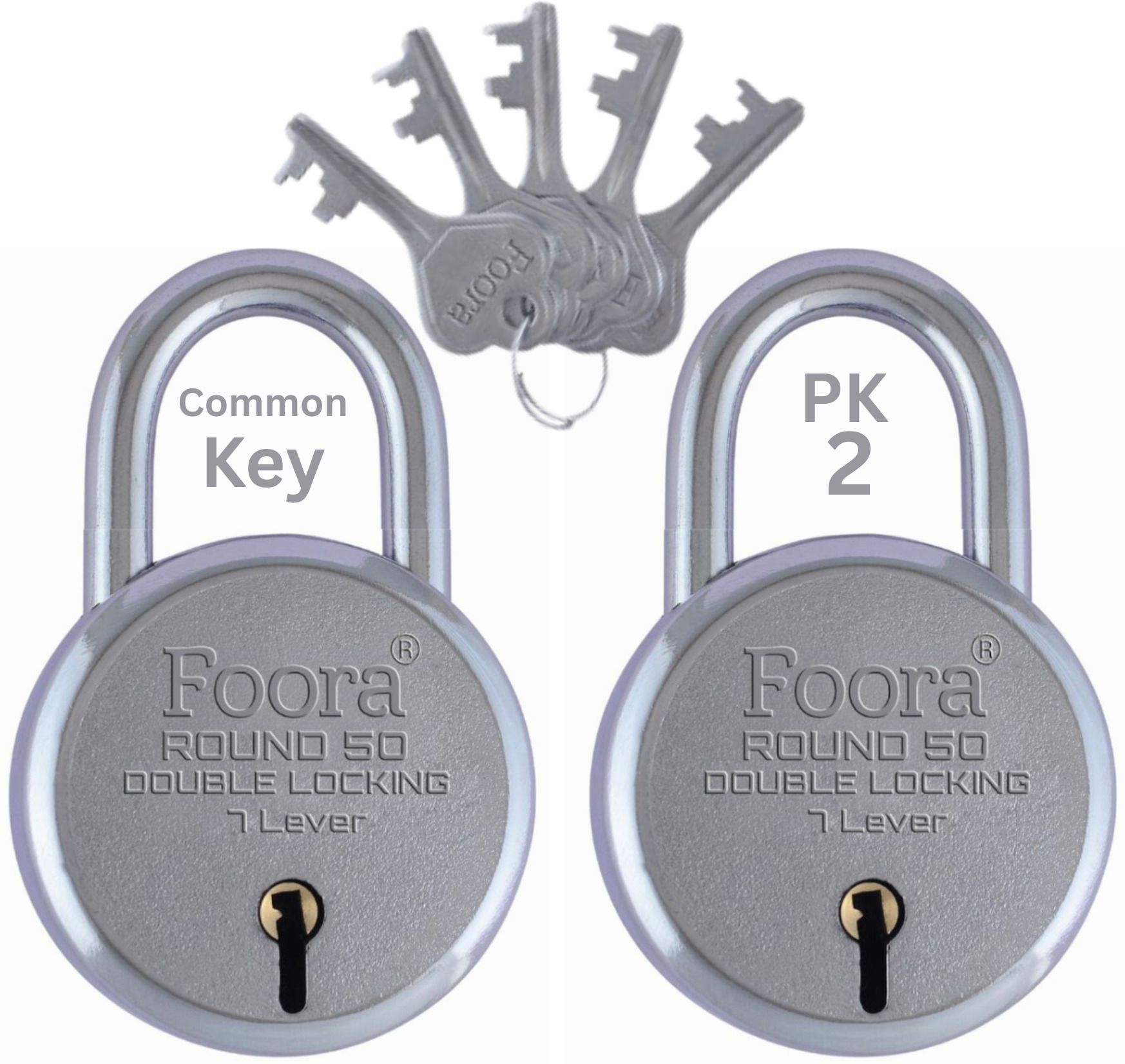 Round 50 Common Key Padlock Set | Pack of 2 | 5 Common Keys Lock-image-46